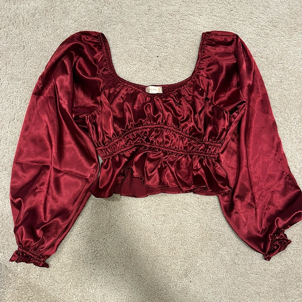 Silky Maroon cropped top, size M. worn once